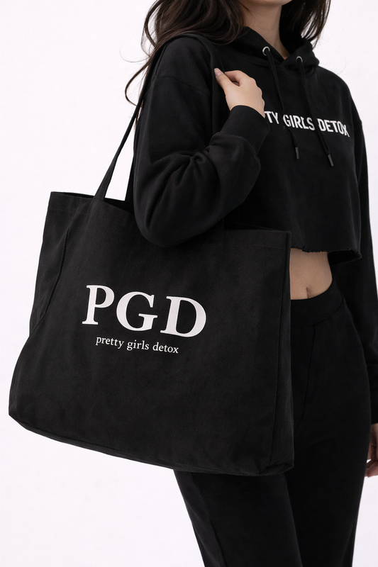 Pretty Girls Detox-PGD Oversized Canvas Tote – Black